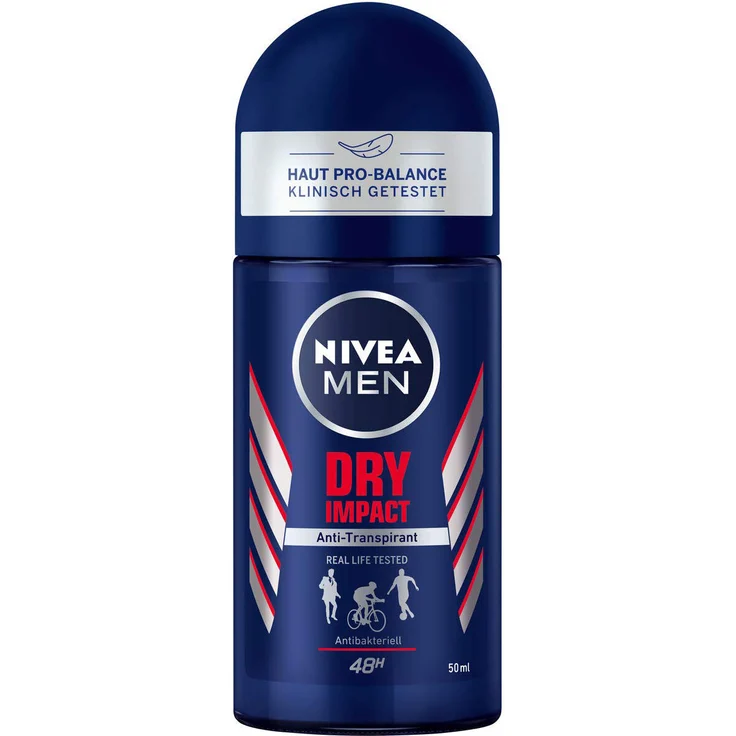 Nivea for Men Deo Dry Impact Roll On, 48h Anti-Transpirant-Schutz, 50ml, 6er Pack