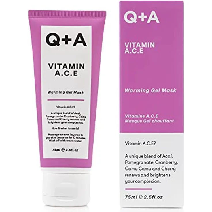 Q+A Vitamin A.C.E Warming Gel Mask Wärmende Gel-Maske zur Pflege und Entspannung der Haut 75 ml