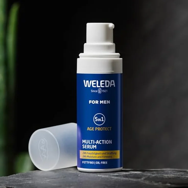 WELEDA Bio FOR MEN 5in1 Multi Action Serum - Naturkosmetik Anti Aging Männer Gesichtspflege Konzentrat mit Aloe Vera & Granatapfelsaft (vegan / 30ml) – Bild 2