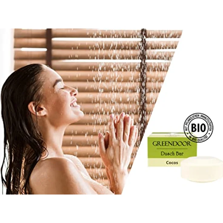GREENDOOR Dusch Bar Cocos 75g, festes ergiebiges Duschgel, Natur Solid Bar mit Bio Cocosextrakt, Haut-mild, natürlich ohne Palmöl Sulfate Plastik Tierversuche, Kokos Naturkosmetik – Bild 4