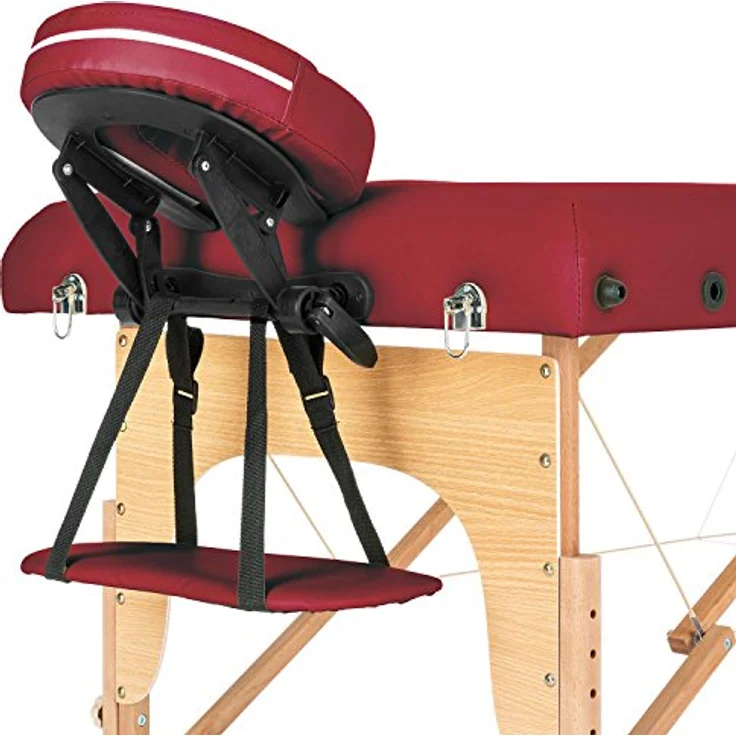 Klarfit MT 500 Massagetisch 210 cm 200 kg klappbar Feinzellschaum Tasche beige Rot – Bild 7