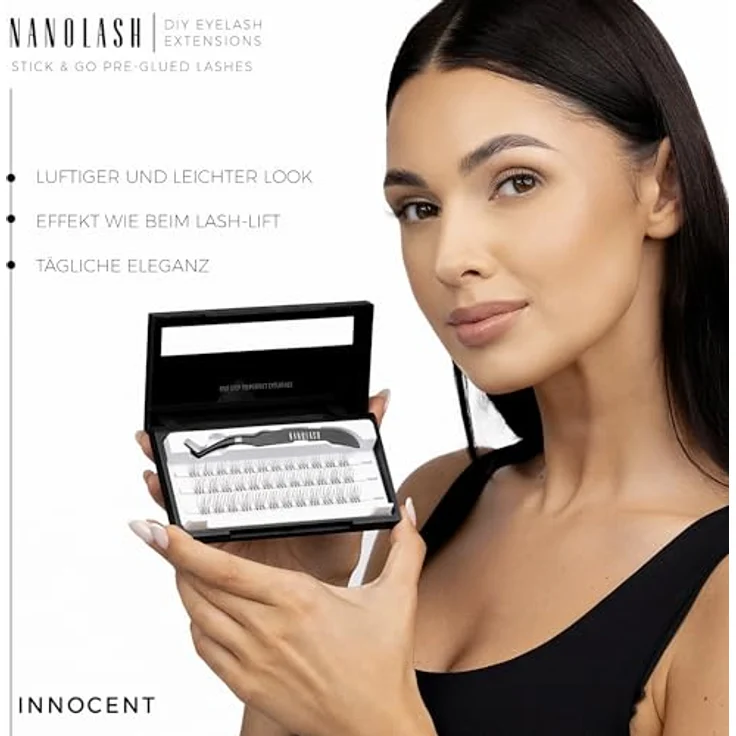 Nanolash Pre-Glued Wimpernbüschel, Selbstklebende Büschelwimpern für DIY Wimpern Extensions, 36 Stück, natürliche Haltbarkeit (INNOCENT) – Bild 5