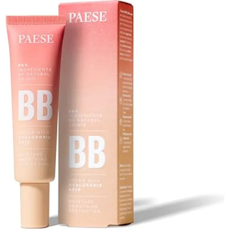Paese BB Cream, getönte Tagescreme mit Hyaluronsäure, Farbton 02 Beige, 30 ml, vegan, spendet Feuchtigkeit, kaschiert Unreinheiten