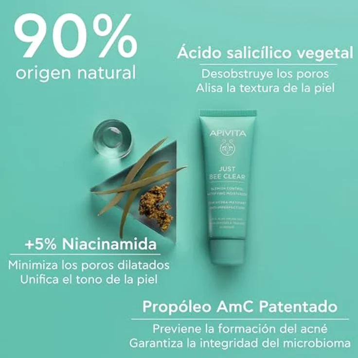 Apivita Just Bee Clear Blemish Control Mattifying Moisturizer, Gel-Creme für fettige Haut, Akne & Unreinheiten, 40ml mit patentiertem Propolis AMC & pflanzlicher Salicylsäure – Bild 3