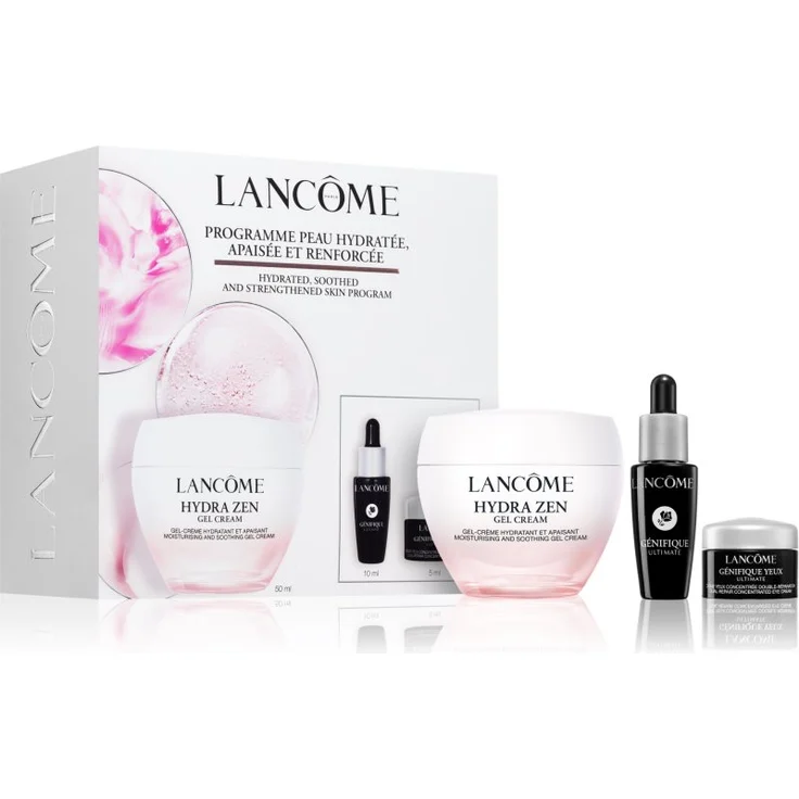 Lancôme Hydra Zen Gel Cream Geschenkset, feuchtigkeitsspendende Gel-Creme mit Génifique Serum und Augencreme, 50 ml + 10 ml + 5 ml