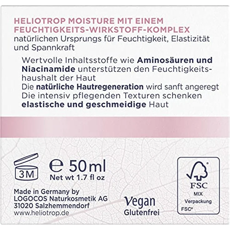 Heliotrop Moisture intensiv feuchtigkeitsspendende Tagescreme, 50ml mit pflegender Wirkung – Bild 2