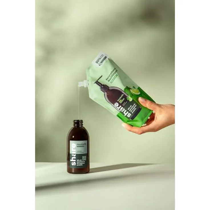 share Flüssigseife Nachfüllbeutel, Limette & Koriander (6x500ml), pH-hautneutral, vegane Handseife, plastiksparend – Bild 4