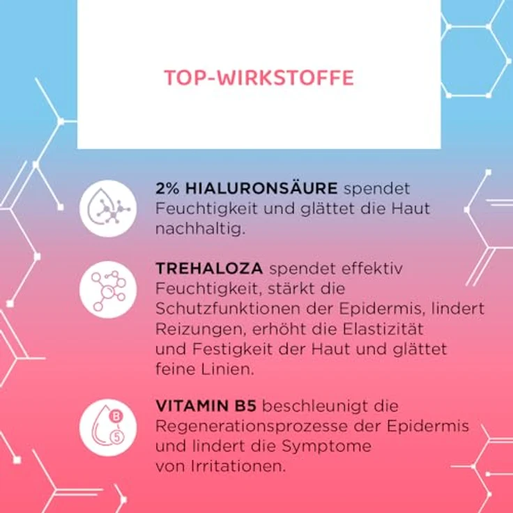 EVELINE COSMETICS Hydratisierendes 2% Hyaluron serum mit Trehalose und Vitamin B5 für das Gesicht, 30ml – Bild 7