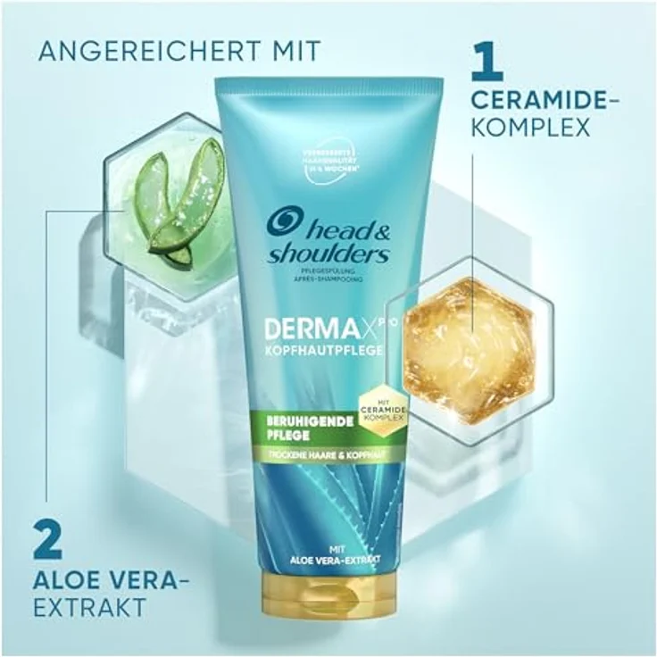 Head & Shoulders DermaXPro Beruhigende Pflege Leichte Spülung 220ml mit Aloe Vera, Feuchtigkeitsspendend & Juckreizlindernd – Bild 4