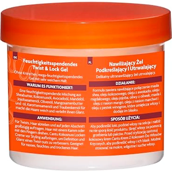 CANTU Sheabutter Twist & Lock Gel, feuchtigkeitsspendend, 370 g, ohne Sulfate und Silikone – Bild 3
