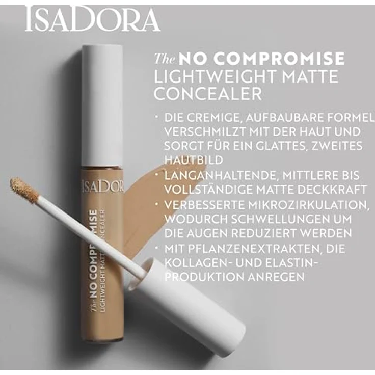 Isadora No Compromise Lightweight Matte Concealer (9NW, 10 ml) - Cremige Formel für matte Abdeckung – Bild 4