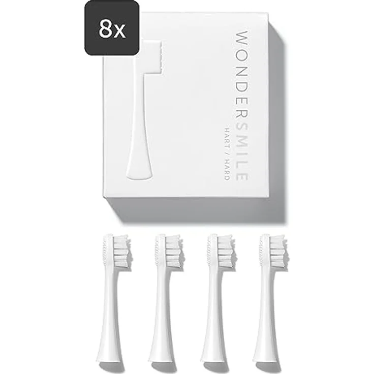 Wondersmile Ersatzbürsten Schallzahnbürste (Hard, All White, 8er Pack) - Bürstenköpfe für Wondersmile Schallzahnbürste – Bild 1