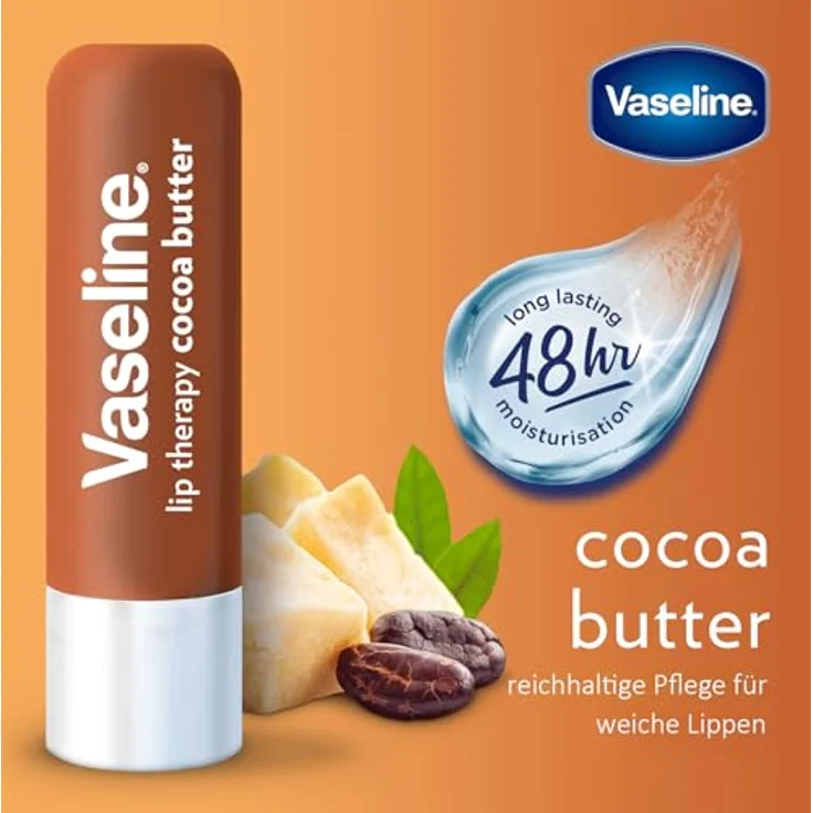 Vaseline Lip Therapy Lippenbalsam mit nährender Kakaobutter, 4,8 g, Braun – Bild 2