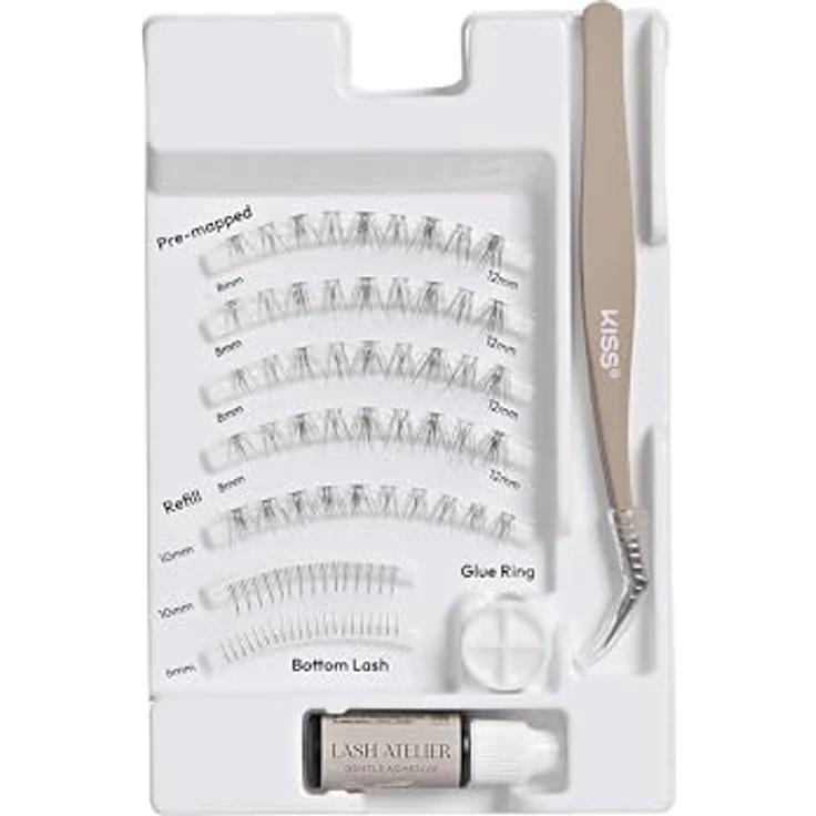KISS Lash Atelier Wimpernverlängerungs-Set 'Natural', 46 Wimperncluster & 36 einzelne Wimpern, hält bis zu 7 Tage, inkl. Wimpernkleber und Pinzette – Bild 3
