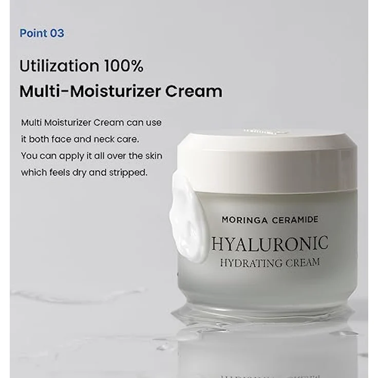 HEIMISH Moringa Ceramide Hyaluronic Hydrating Cream, 50ml - Feuchtigkeitsspendende Gesichtscreme mit SPF 30 und Gel-Creme-Textur – Bild 7