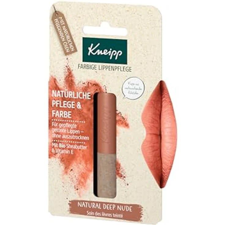 Kneipp Farbige Lippenpflege Natural Deep Nude, Lippenbalsam mit pflanzlichen Inhaltsstoffen, vegan, 3,5 g – Bild 1