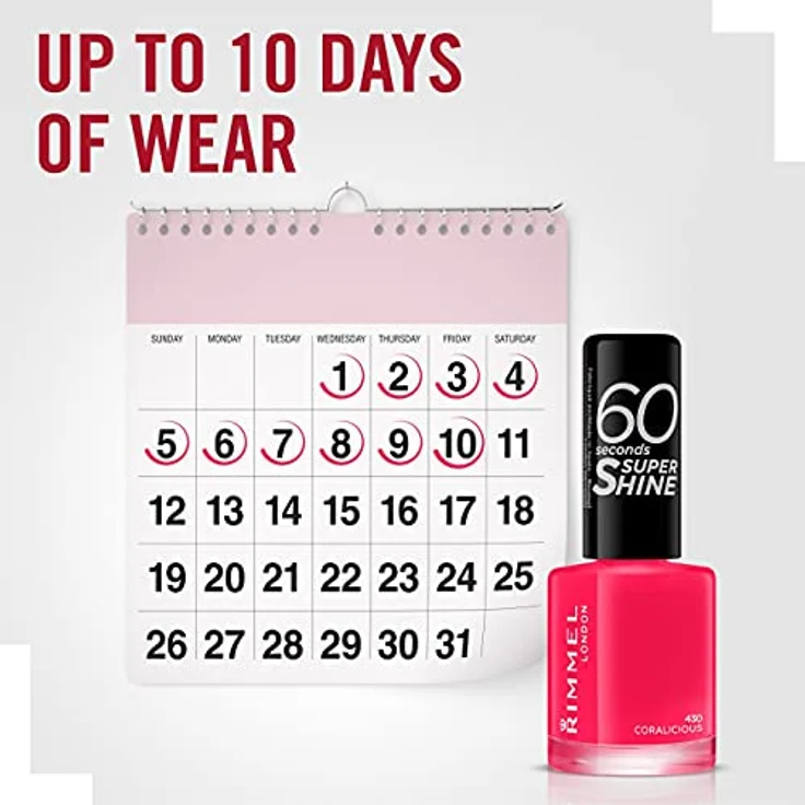 Rimmel London 60 Seconds Super Shine Schnelltrocknender Nagellack 8 ml Farbton 430 Coralicious – Bild 6