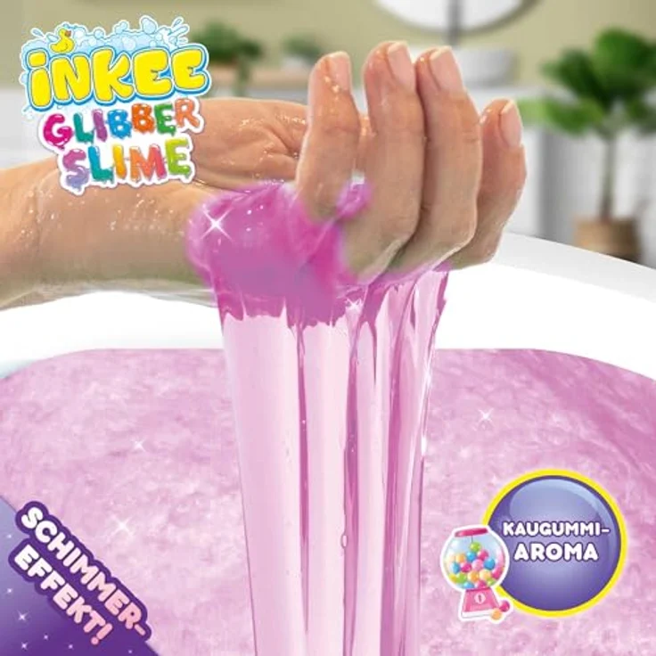 INKEE Bath Slime Unicorn, Bade-Glibber Schleim mit Vitamin E und Bubble Gum Aroma, 100g pinkes Schleimpulver – Bild 2