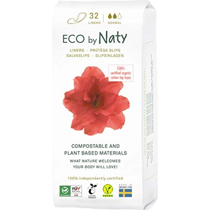 Naty Eco by Naty Slipeinlagen für Damen Normal, Bio-Slipeinlagen mit Bio-Baumwolle, kompostierbar, 32 Stück – Bild 1