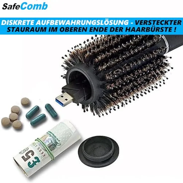 SafeComb Haarbürste mit Geheimfach Geldversteck Geheimversteck, Wertsachen Geld Safe Tresor Versteck – Bild 2