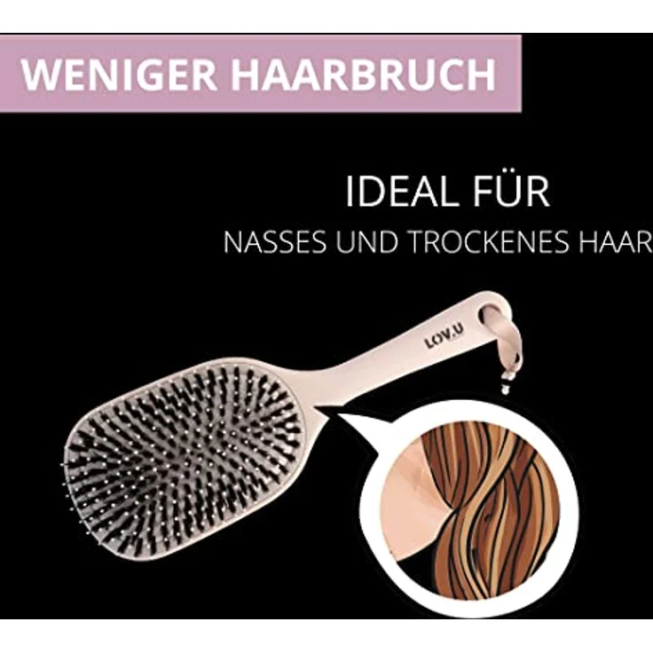 PARSA Beauty LOV.U Entwirrbürste Wet & Dry (Rosa) – Haarbürste mit Multi-Flexible-Nylonpins und Wildschweinborsten – Haar Bürste – Haarbuerste – Hair brush women – Bild 4