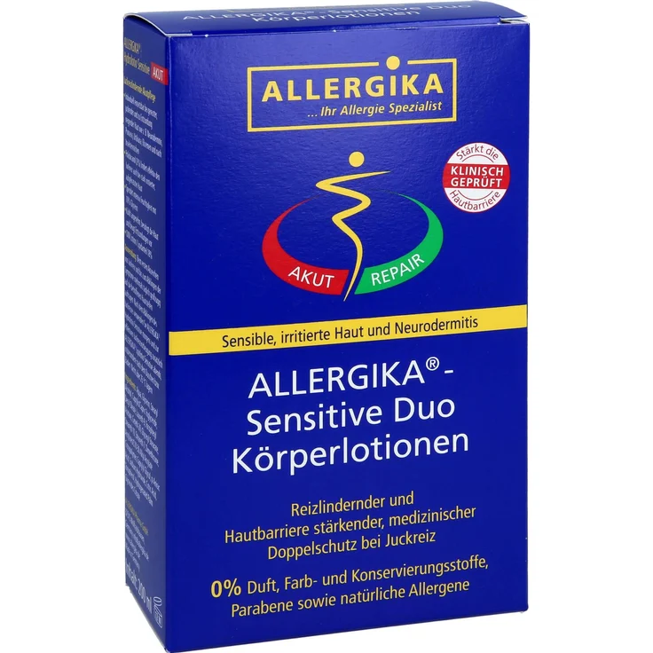 Allergika Sensitive Duo, Körperlotion für empfindliche Haut, 2x200 ml, dermatologisch getestet, zieht schnell ein