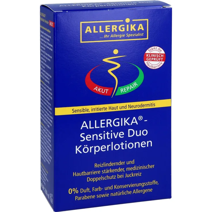 Allergika Sensitive Duo, Körperlotion für empfindliche Haut, 2x200 ml, dermatologisch getestet, zieht schnell ein
