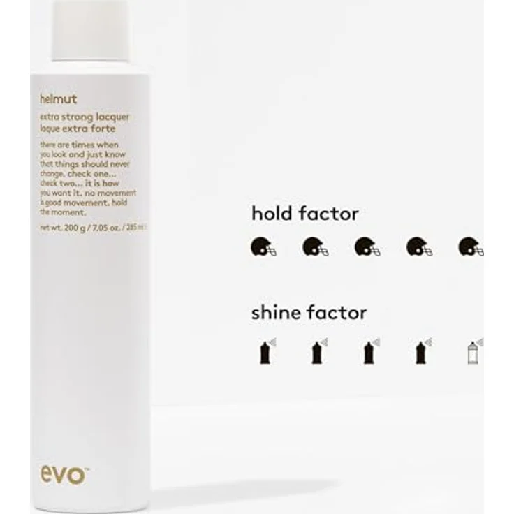 EVO Helmut Extra Strong Lacquer – Extra starkes Haarstyling-Spray mit leichtem Glanz und glättender Frizz-Kontrolle – 200 g – Bild 2