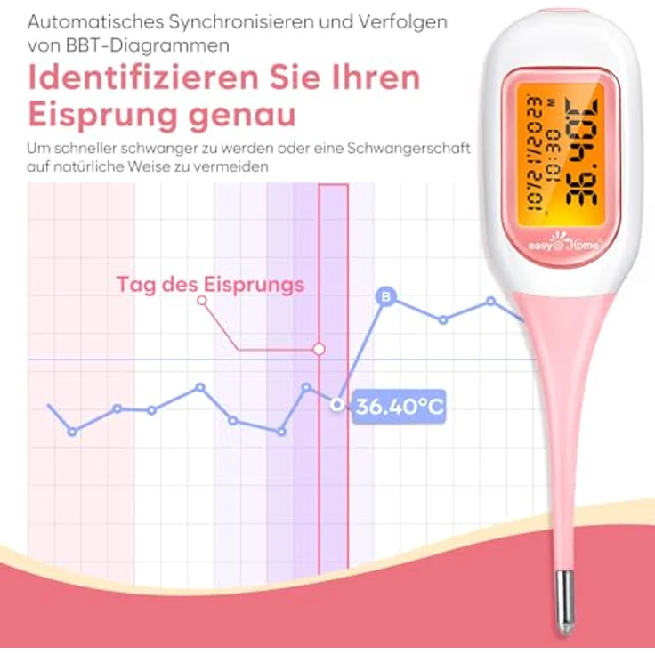 Easy@Home Basalthermometer Fruchtbarkeitsthermometer Bluetooth zur Bestimmung des Zyklus – Bild 6
