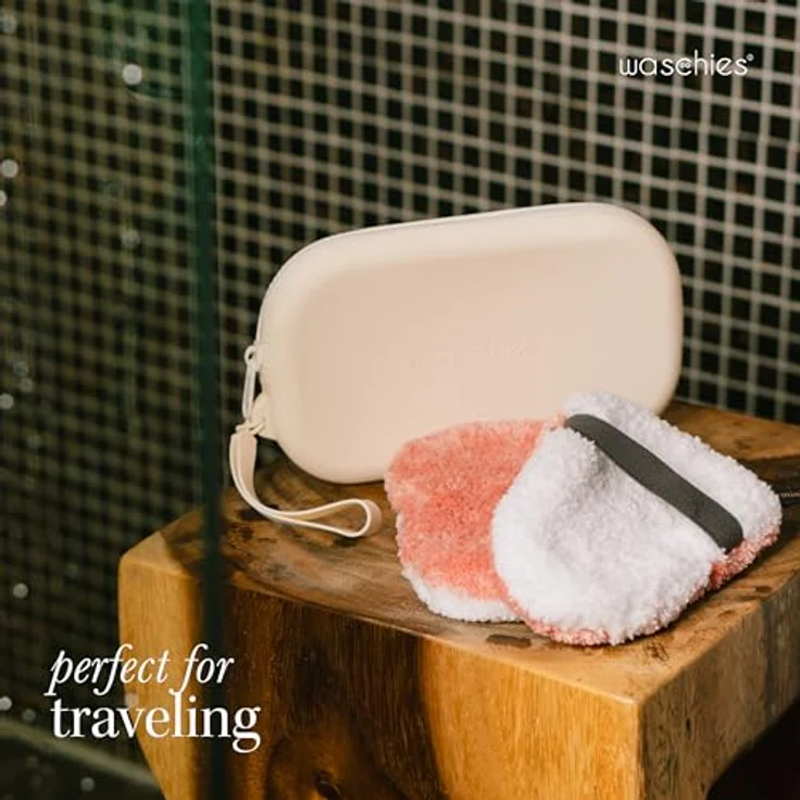 waschies pureFeminine Travel Bag Creme, Kosmetiktasche aus Silikon, wasserabweisend, für unterwegs geeignet – Bild 5