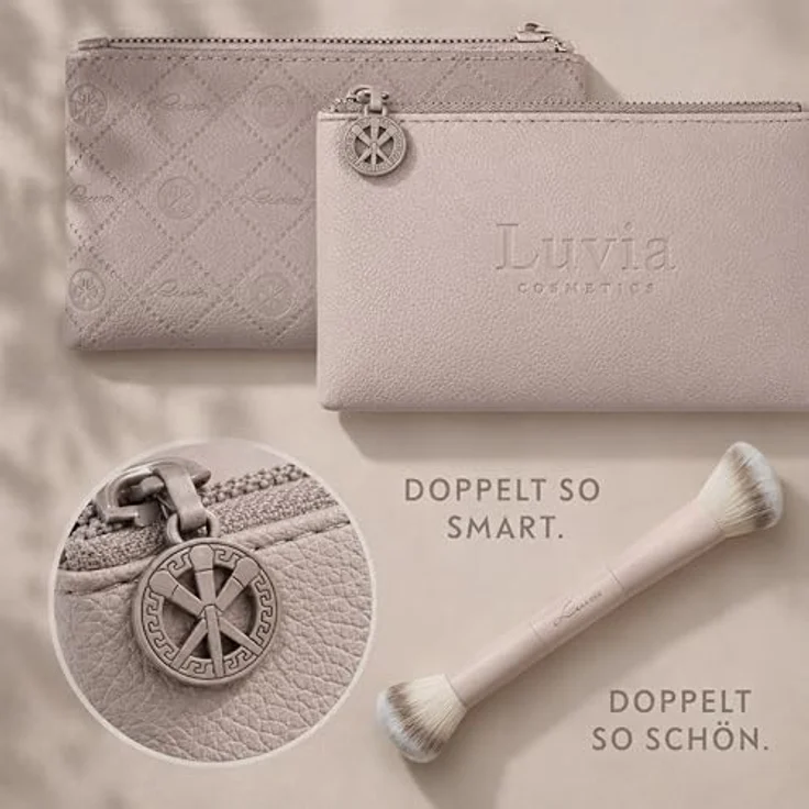 Luvia Cosmetics Gesichtspinsel Duo Voyage - Nude Aura Concealer-Pinsel Set mit Buffer und Duo Glam Pouch für Damen – Bild 4
