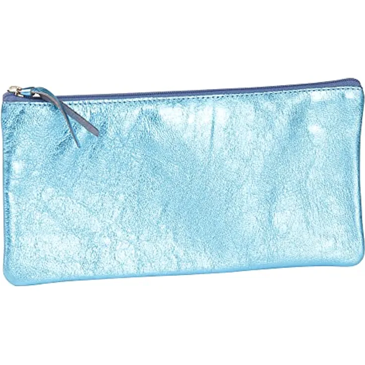 Clairefontaine 410120C Schlampermäppchen Miror, aus Lammleder Flach, 11 x 22cm, 1 Stück, Türkis