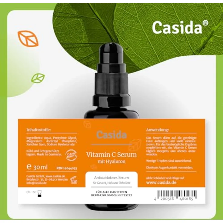 Casida Produkte Casida Produkte Vitamin C Serum + Hyaluron Anti-Aging Pflege 30 ml – Bild 10