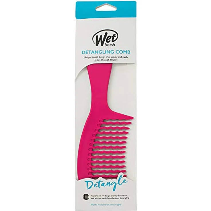 WetBrush Easy-Glide Kamm, Wellenzahn-Design mit großer Oberfläche für müheloses Entknoten, sanft zu allen Haartypen, Pink – Bild 2