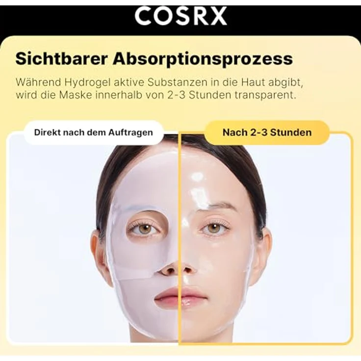 Cosrx Advanced Snail Mucin Glass Glow Hydrogel Mask, 3er-Set (34 g), intensiv hydratisierende Gesichtspflege, Glass Skin-Finish, Anti-Aging, für alle Hauttypen – Bild 2