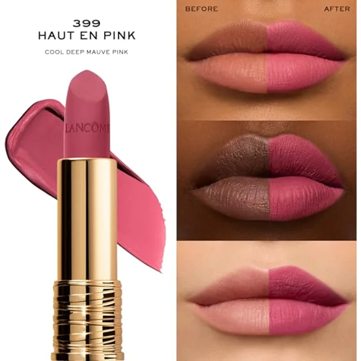 Lancôme L'Absolu Rouge Drama Matte Lippenstift 399 Haut En Pink, langanhaltende, feuchtigkeitsspendende Formel mit pudrig-mattem Finish, 3,6 g – Bild 3