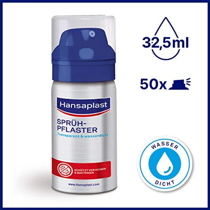Hansaplast Sprühpflaster (32,5 ml), transparentes Pflasterspray für unsichtbaren Schutz, wasserfestes und atmungsaktives Pflaster für kleine Schnitt- und Schürfwunden – Bild 3