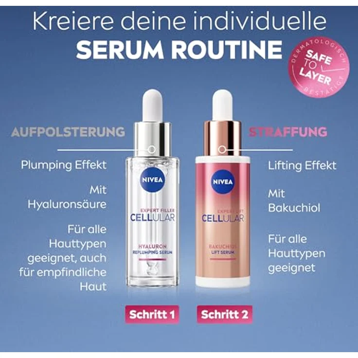 Nivea CELLULAR Expert Filler Hyaluron Replumping Serum, gegen Falten, feuchtigkeitsspendend, 30 ml – Bild 8