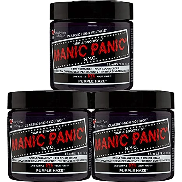Manic Panic Purple Haze Classic Creme, Vegan, Cruelty Free, Purple Semi Permanent Hair Dye 3 x 118ml – Bild 1