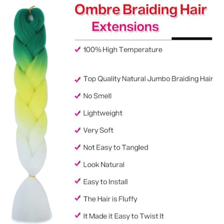 Shangxiu Jumbo Braids Extensions, 3 Stück Haarverlängerungen, 24" (60cm), Yaki gerade Textur, hitzebeständige synthetische Faser – Bild 3