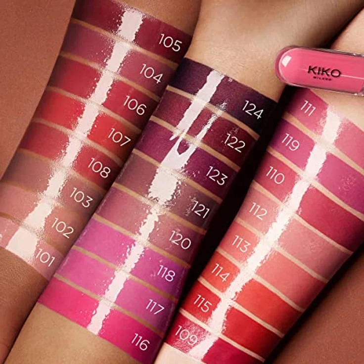 KIKO Milano Unlimited Double Touch, langanhaltender flüssiger Lippenstift mit glänzender Textur, Farbton 107 Cherry Red, 6 ml – Bild 6