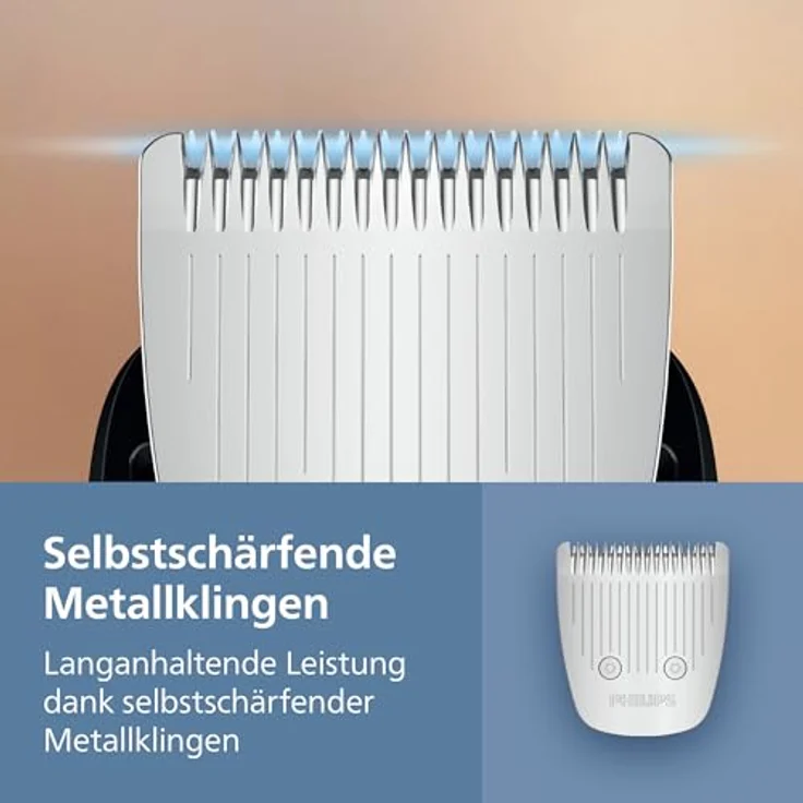 PHILIPS BT5765/15 Serie 5000 Bartschneider, selbstschärfende Metallklingen, 40 Schnittlängen, wasserfest, Lithium-Ionen-Akku – Bild 7