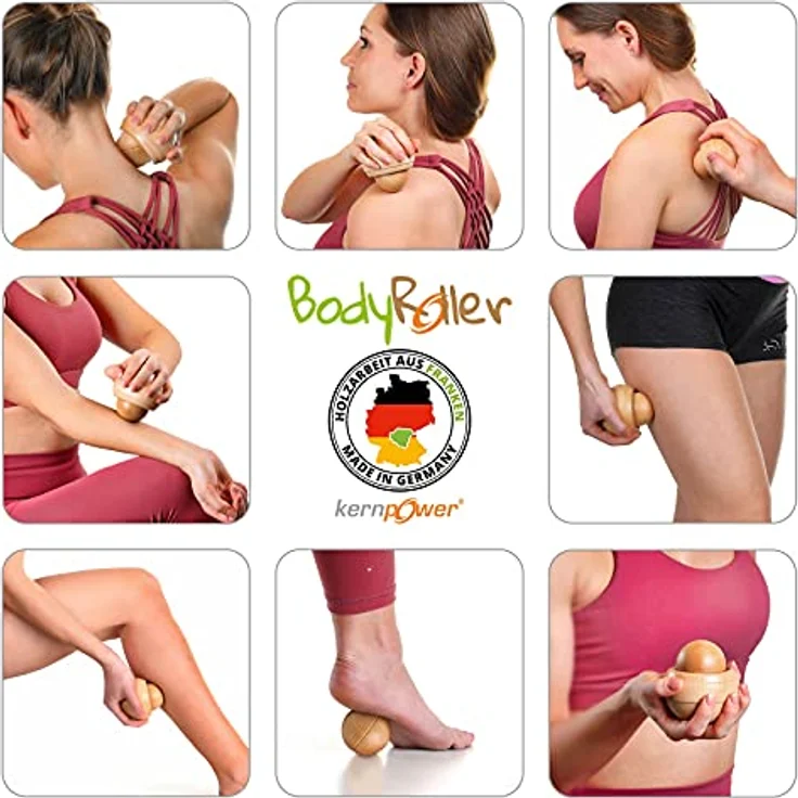 Kernpower Massageroller Timber, Massagegerät aus Buchenholz mit Tragetasche, 7,8 cm – Bild 6
