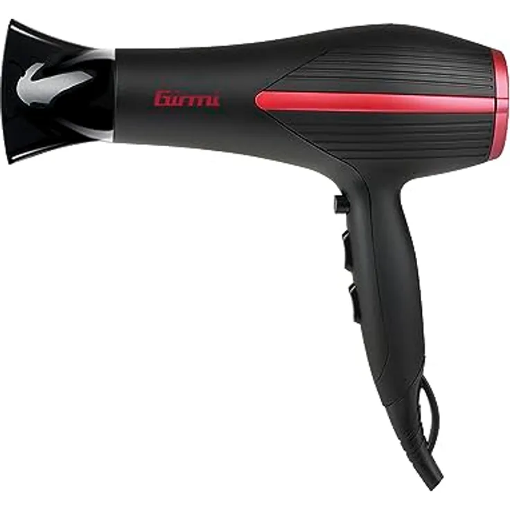 Girmi PH20 Haartrockner, 2200 W mit 2 Geschwindigkeiten, 3 Temperaturstufen, ergonomischem Griff, schwarz-rot