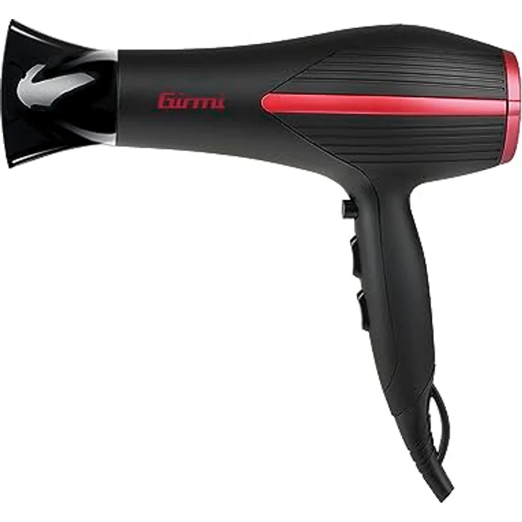 Girmi PH20 Haartrockner, 2200 W mit 2 Geschwindigkeiten, 3 Temperaturstufen, ergonomischem Griff, schwarz-rot – Bild 1