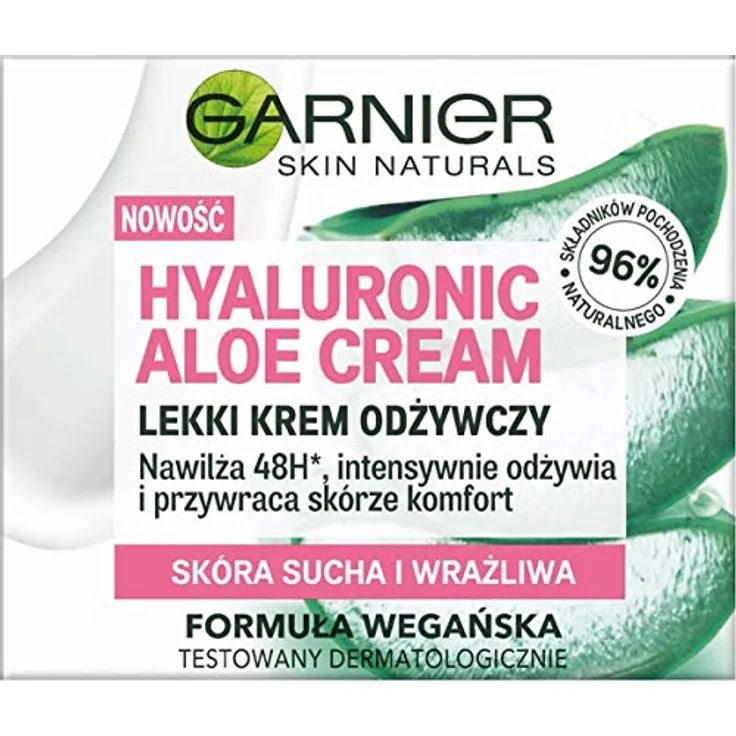 Garnier Haut Naturals Hyaluronic Aloe Cream, leichte Pflegecreme für trockene und empfindliche Haut, 50ml