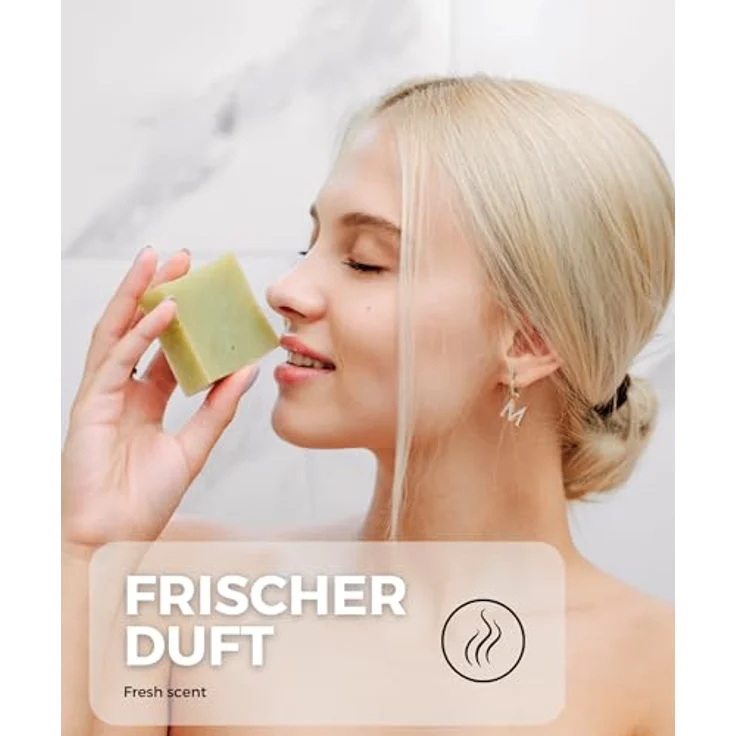 Meina Naturkosmetik - Bio Haarseife für trockenes Haar und trockene Kopfhaut mit Aloe Vera, Zertifiziert, Vegan, Nachhaltig, Handgemacht, Plastikfrei, Ohne Palmöl - 80g – Bild 3