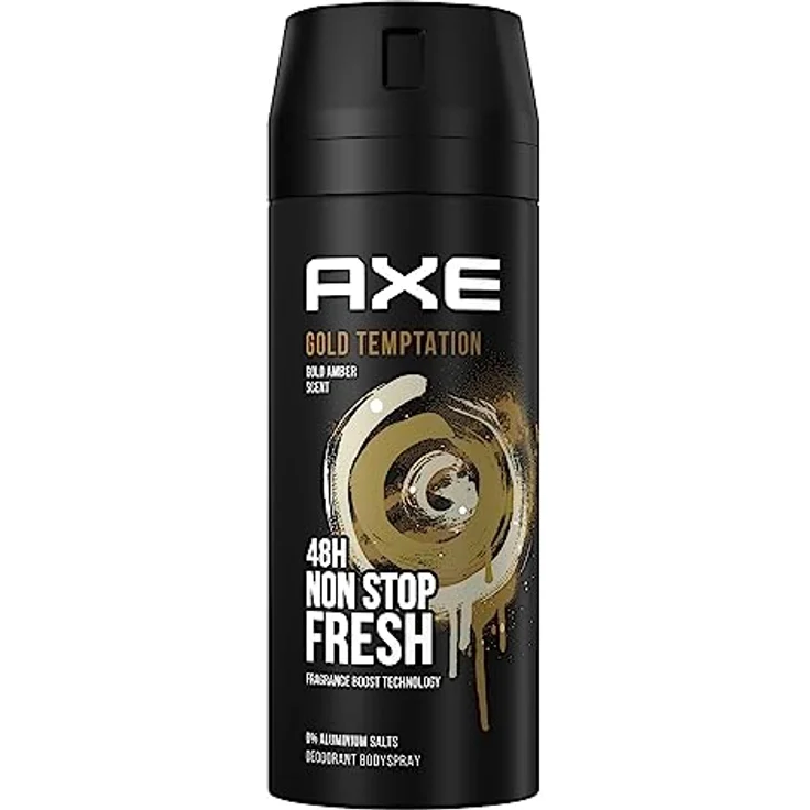 Axe Bodyspray Gold Temptation Deo ohne Aluminium sorgt 48 Stunden lang für effektiven Schutz vor Körpergeruch 150 ml 3 Stück – Bild 2