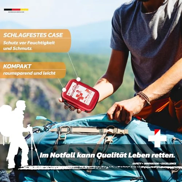 DR.KUECHLER MEDICAL Erste-Hilfe-Set Outdoor Premium PRO, 35 Teile inklusive Kompass und Pfeife, rot – Bild 3