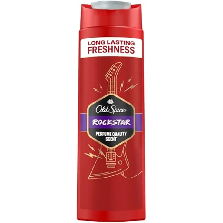 Old Spice Rockstar 3-in-1 Duschgel & Shampoo für Männer, 400ml, langanhaltender, frischer Duft in Parfümqualität, Tiefenreinigung für Haare-Gesicht-Körper, sanftes Hautgefühl